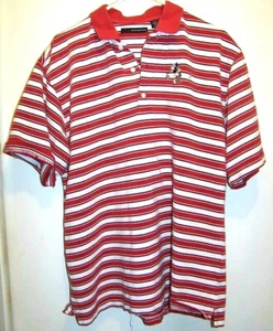 Greg Norman Polo mit bestickten Golfer Mickey Mouse rot-weißen Streifen XL - Bild 1 von 5