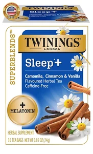 Superblends Sleep+ Herbal Tea with Melatonin Camomile, Cinnamon & Vanilla, Caffe - Picture 1 of 6