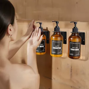 1-3X 500ml Soap Dispenser Amber Soap Bottles Shampoo Gel Wall Mounted Container - Foto 1 di 17