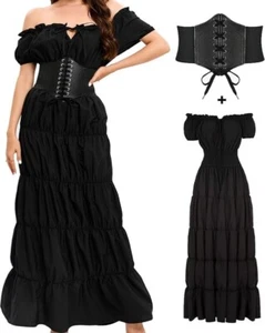 BITSEACOCO Women’s Black Medieval Renaissance Dress Costume, Cosplay, Theater - Picture 1 of 6