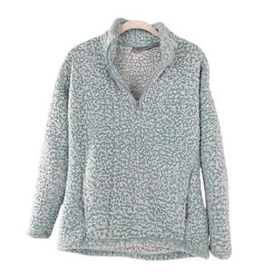Jason Maxwell Womens Plush Sherpa Half-Zip Pullover Sweater PS Light Blue Fleece - Picture 1 of 9