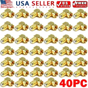 40x 90-Degree Right Angle Gold Plated F RG59 RG6U Coaxial Coax Connector Adapter - Picture 1 of 16