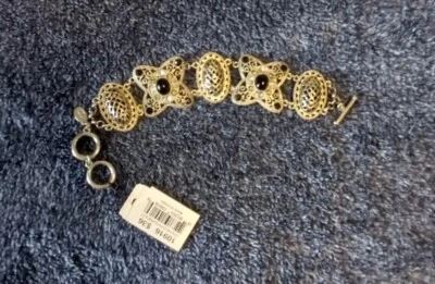 Cookie Lee Silver Black Crystal Adjustable Bracelet Toggle Clasp. BMWT - Image 1 of 4