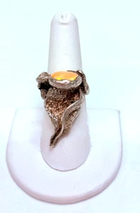 Anillo vintage de plata esterlina 925 con caparazón de ópalo de fuego de forma libre talla 7 - Imagen 1 de 7
