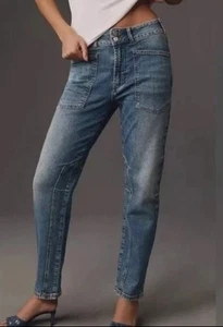 Anthropologie Pilcro The Wanderer Relaxed Jeans Sz 28 Mid Rise Straight Leg - Picture 1 of 11