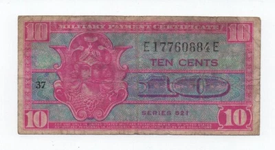 USA MILITARY PAYMENT CERTEFICATE 10 CENTS 1954 SERIE 521 LOOK SCANS - Image 1 of 2