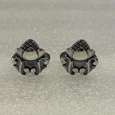 Rari gemelli Georg Jensen in argento sterling #642 ACORN Danimarca vintage usati - Immagine 1 di 4