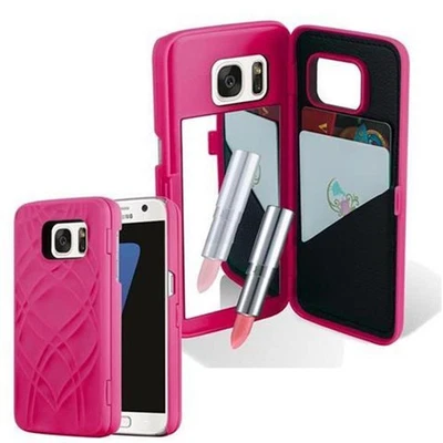Funda Rígida para Samsung Galaxy S7 Protección Cubierta Espejo Ranuras para Tarjetas Foto 1 de 4