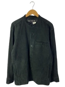 Mens Issey Miyake ISSEY MIYAKE MEN 12ss Leather Jacket Mao Collar 3 Suede BLK So - Picture 1 of 6