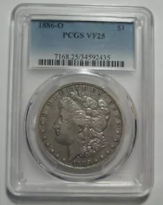 = 1886-O PCGS VF25 MORGAN Dollar, Nice EYE Appeal, FREE Shipping - Picture 1 of 3