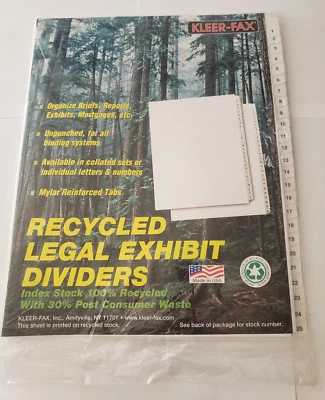 Divisores de exposición legal reciclados Kleer-Fax 1-25 0016622919019 Foto 1 de 2
