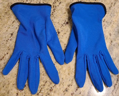 Guantes formales elásticos de nailon azul vintage talla L/XL ribete negro Foto 1 de 4