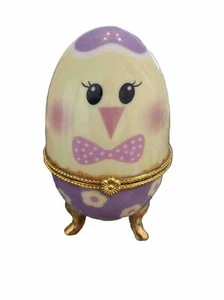 Vnt Porcelain Chick/Egg Easter Trinket Box Grannycore - Picture 1 of 6
