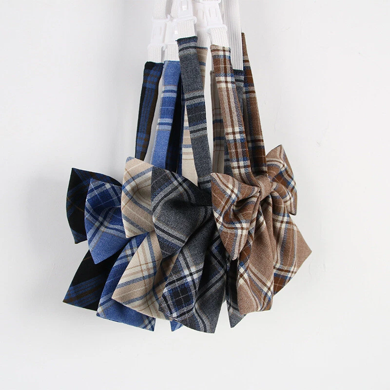 Women JK Uniform Lolita Bow Tie Cosplay Cute Neck Tie Check Plaid Japanese Decor - Image 1 of 4