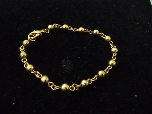 TENNIS ROSE GOLD BALL BEADS & CHAIN 7" L BRACELET #14/30A - Picture 1 of 5