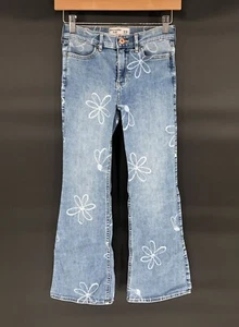 Abercrombie Kids High-Rise Flare Jeans Girls 9/10 Daisy Print Cotton Blend y2k - Picture 1 of 10