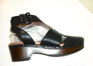 VIONIC Faye T-Strap Ankle Strap Clog Sandal Women Size 8 Black Leather NWOB B30 - Picture 1 of 8