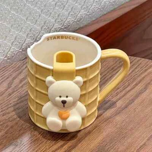 Tazza da caffè in ceramica con colino da tè 335 ml Starbucks a forma di torta waffle ** - Foto 1 di 7