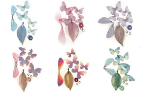 Real Hoja & Organza Mariposas Set - Variedad De Colores - Imagen 1 de 8