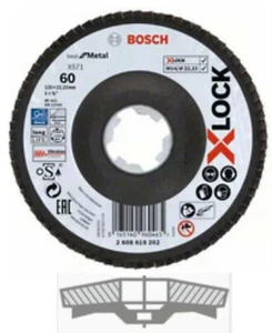 X-LOCK Fächerscheibe Bosch f. Metall 125 mm, K60, X571, 2608619202, Pack =10 St - Bild 1 von 2