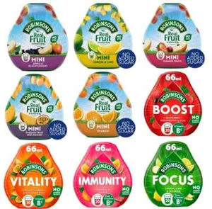 Robinsons Mini Squash'd 66ml Real Fruit Concentrate Juice No Added Sugar Drink - Picture 1 of 17