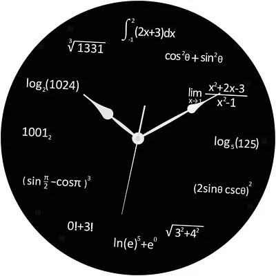 Math Equations Wall Clock 30cm Mathematics Black Board Clock for Home Office - Image 1 of 4