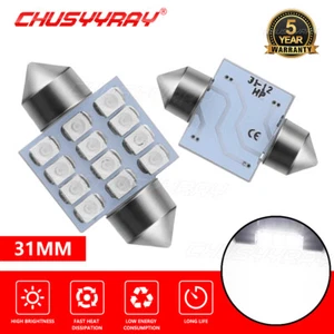 2x 12v 31mm SMD Bright White 6000k Led Dome Lights For Nissan X-trail 2019-On - Picture 1 of 15