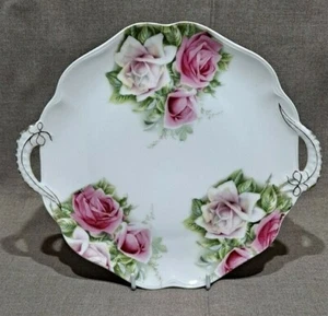 Piatto per torta maneggiato Rosenthal China Madeleine Decorato in rosa - Foto 1 di 5