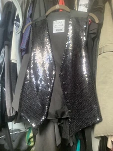 moschino chic mens medium black sequin vest - Picture 1 of 12