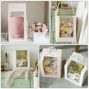 Square Flower Gift Packaging Boxes Transparent Window Flower Bags Flower - Picture 1 of 4