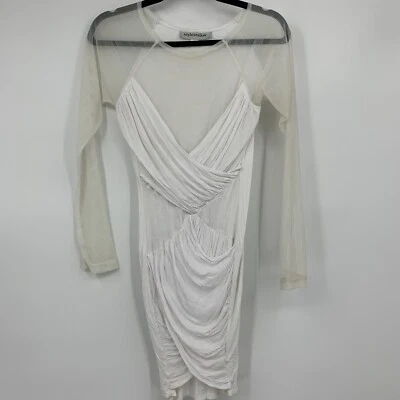 Vestido Styletalke 6 imitación envoltura red corpiño mangas elástico fruncido blanco LEER Foto 1 de 4