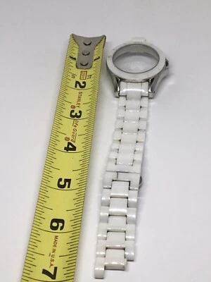 Michael Kors Ceramic Watch Bracelet Case Links Parts Band 18mm White A629 - Image 1 of 4