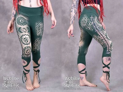 WOBBLE AND SQUEAK PIXIE LEGGINGS CHAKRA Heilige Geometrie Hippie Psytrance Festival Goa Party Wald