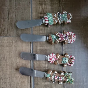 4 cuchillos esparcidores de queso para hombre de pan de jengibre de Navidad de vacaciones - Imagen 1 de 5