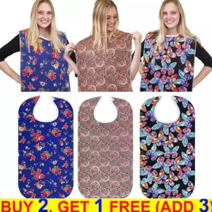 Adult Elderly Mealtime Bib Disability Aid Clothes Protector Apron Waterproof AU - Picture 1 of 20