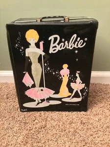 Vintage 1962 Mattel Barbie Doll Trunk Black Carrying Case - Picture 1 of 9