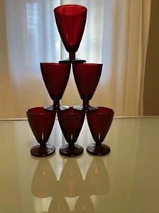 Set of 6 Vtg Anchor Hocking Royal Ruby Red 3 1/4" Holiday Cordial Glasses READ - Picture 1 of 18