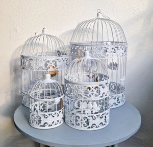 Dekokäfig Vögel Set Pflanzkäfig runde Deko Vogel Käfig weiss H22х31х40х49cm 4tlg - Bild 1 von 8
