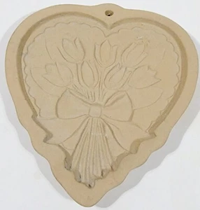 1989 braune Tasche Kekskunst Keksform Herz mit Tulpenstrauß Hügel Design - Bild 1 von 7