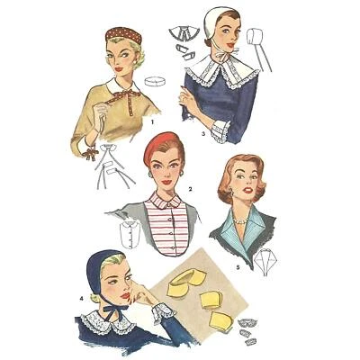 1950s Pattern, Collars, Cuffs, Dickey & Beret - Sizes=All - Image 1 of 4