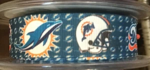 Miami Dolphins NFL Grosgrain Ribbon - Picture 1 of 1