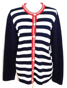 Sag Harbor Sport Womens Cardigan Sweater Button Front Size S Red White Blue - Picture 1 of 8