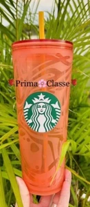 Starbucks Orange Moana Abstract Cup Soft Touch Tumbler Insulated 24oz Venti NWT - Picture 1 of 12
