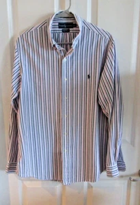 Vtg Ralph Lauren Button-Down Custom Fit Longsleeve Striped Shirt Sz 16 34/35 - Picture 1 of 4