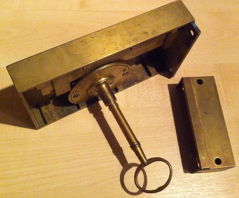 Original Victorian Antique Solid Brass Door Lock Keep Key Church Castle (GR438) Cover