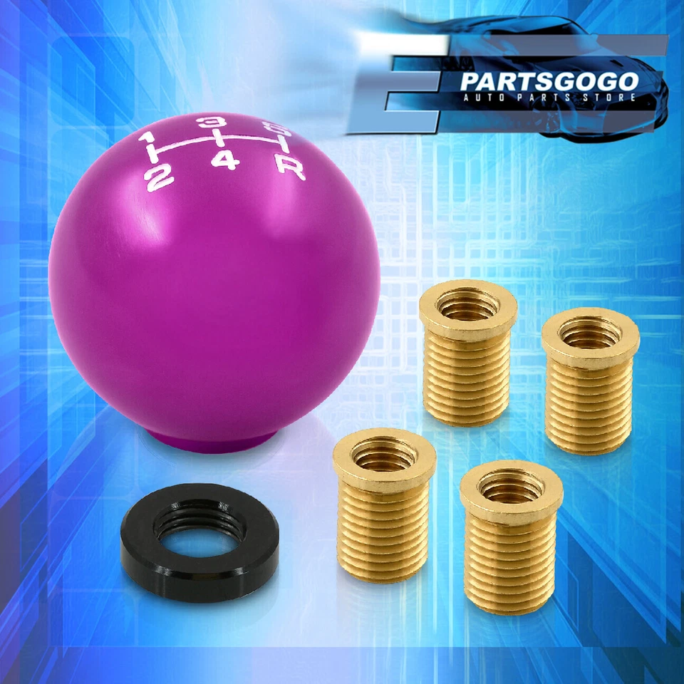 For Eagle M12X1.25 5-Speed Manual Round Shift Knob Gear Shifter Threaded Purple - Image 1 of 3