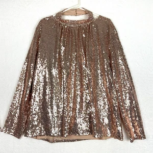 Eloquii Elements Open Cowl Back Sequin Blouse Top NWT Womens Size 20 Rose Gold - Picture 1 of 16