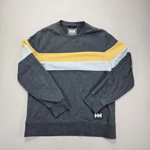 Helly Hansen Colorblock Crewneck Sweatshirt Casual Pullover Gray Yellow Men's L - Picture 1 of 8