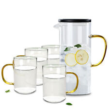 5 in 1 Heat-Resisting Glass Tea Set - 1pc 1400ml Teapot Pitcher + 4pcs 300ml Mug