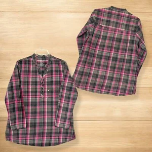 Faded Glory Plaid Flannel Purple READ Popover Organic Cotton Women L 12/14 - Picture 1 of 14